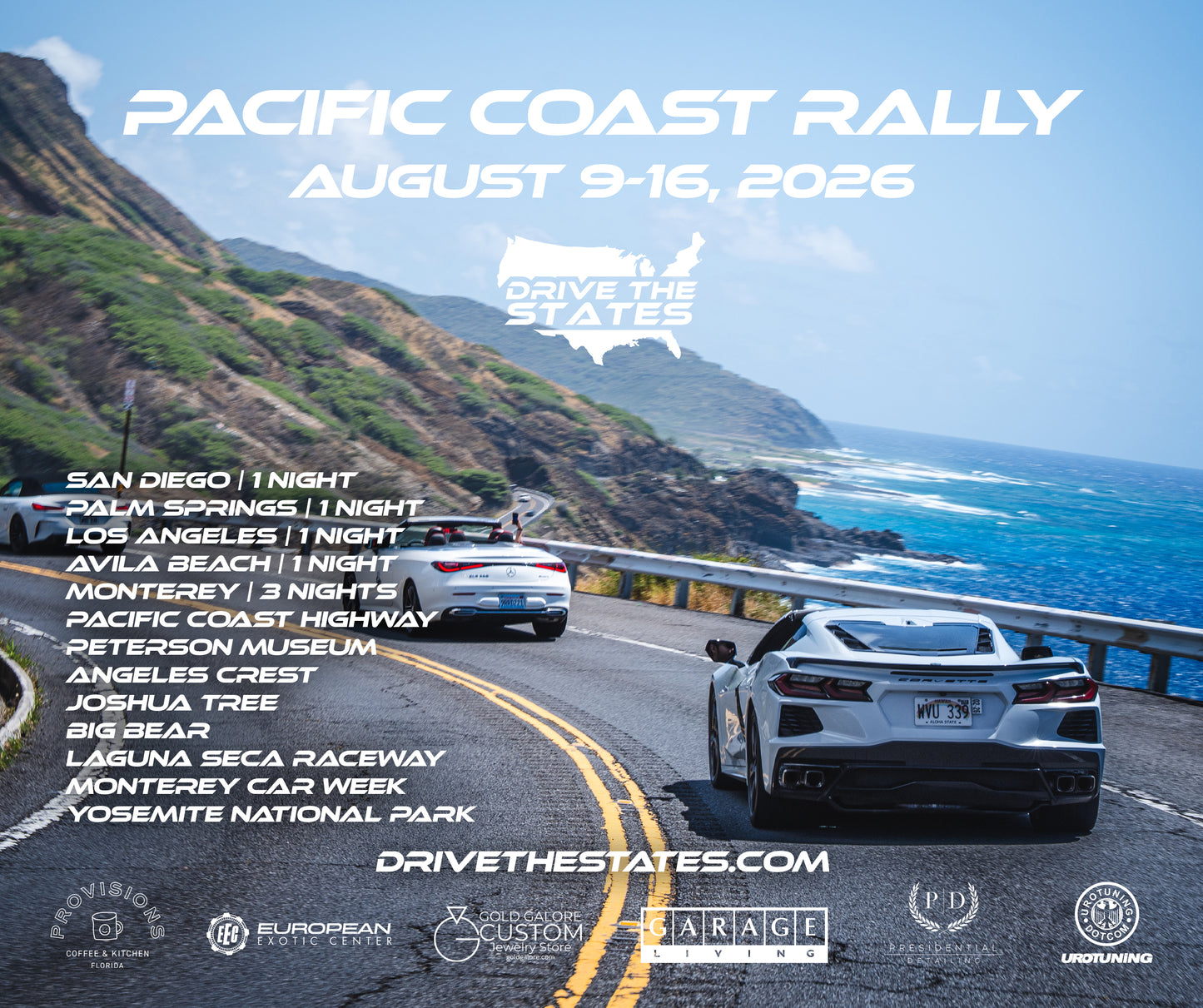 Drive The States 2026 - Pacific Coast Rally - August 9-16, 2026